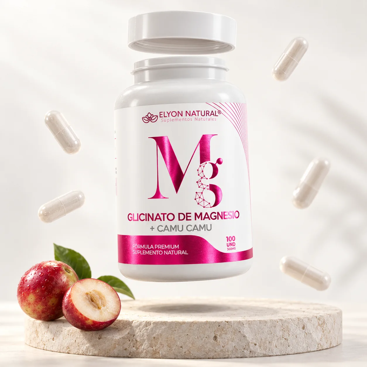 Glicinato de Magnesio + Camu Camu – Alta Absorción, Relajación y Energía Natural (100 cápsulas), imagen 1