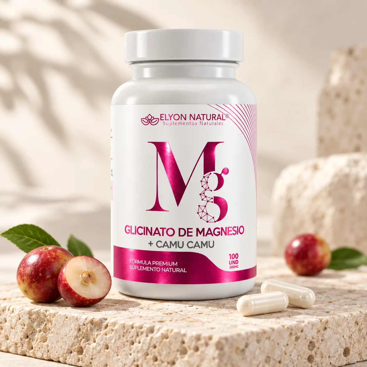 Glicinato de Magnesio + Camu Camu – Alta Absorción, Relajación y Energía Natural (100 cápsulas), imagen 2