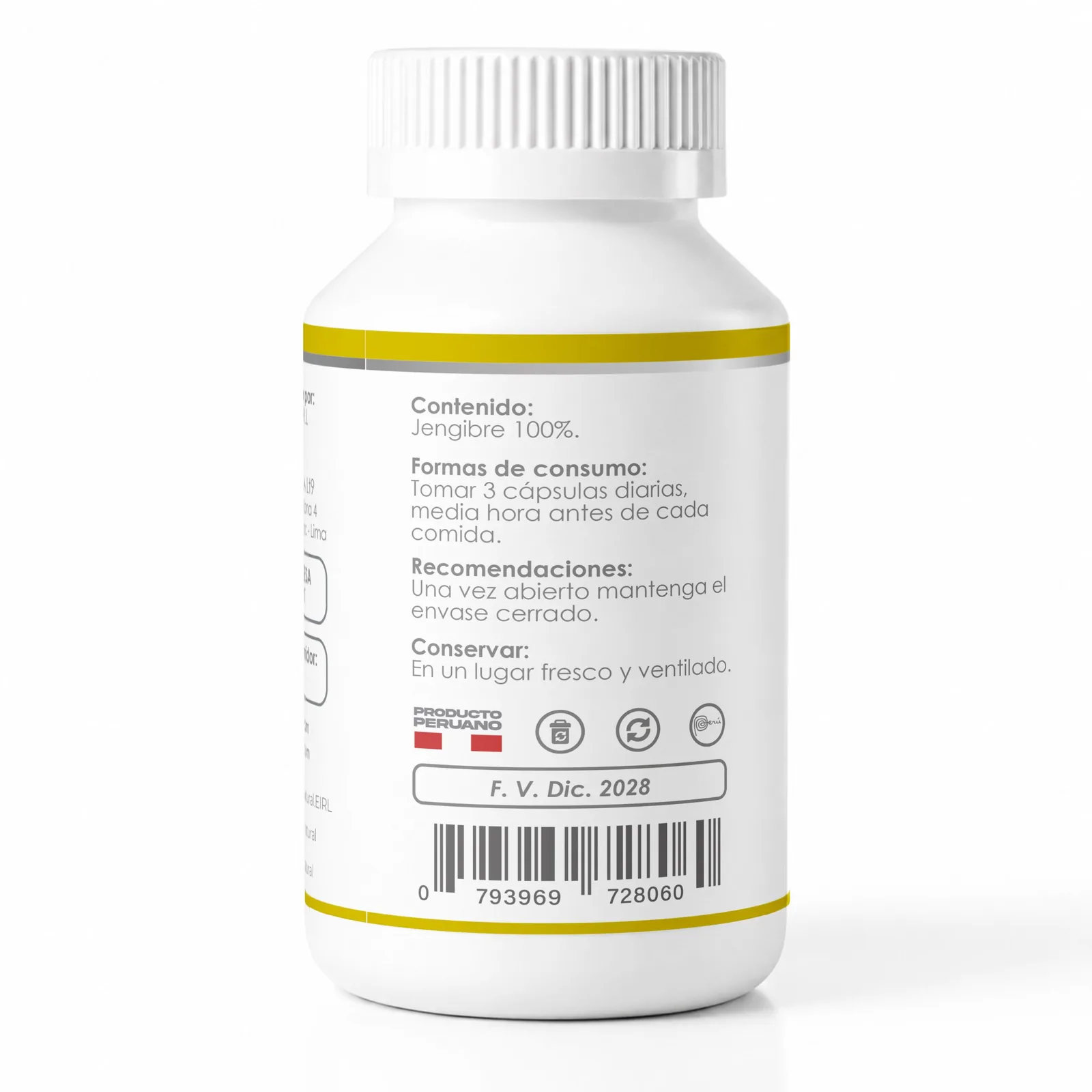 Jengibre Premium Elyon Natural 500 mg x 100 Cápsulas, imagen 3