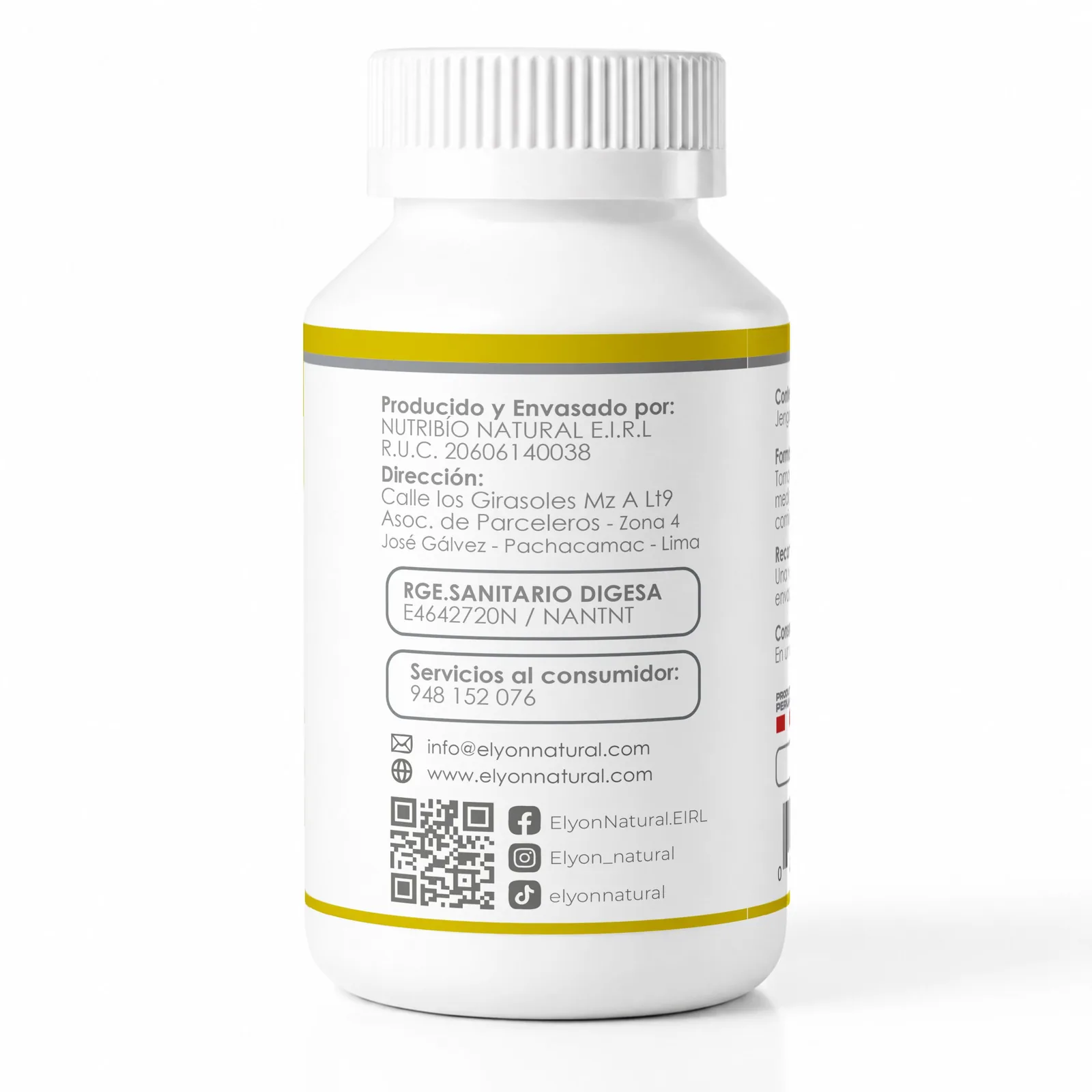 Jengibre Premium Elyon Natural 500 mg x 100 Cápsulas, imagen 2