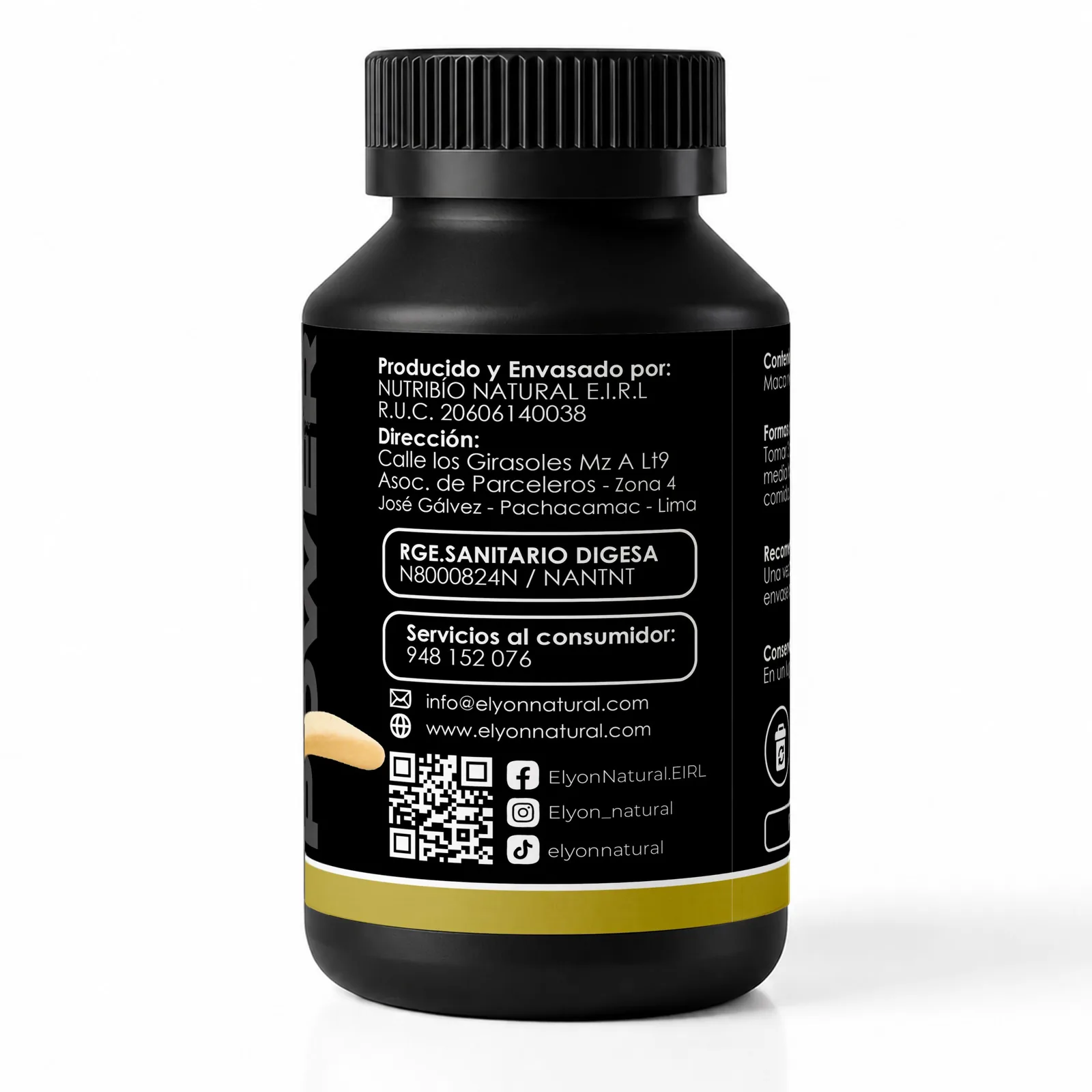 Maca Negra Gelatinizada Elyon Natural 500 mg – 100 Cápsulas, imagen 2