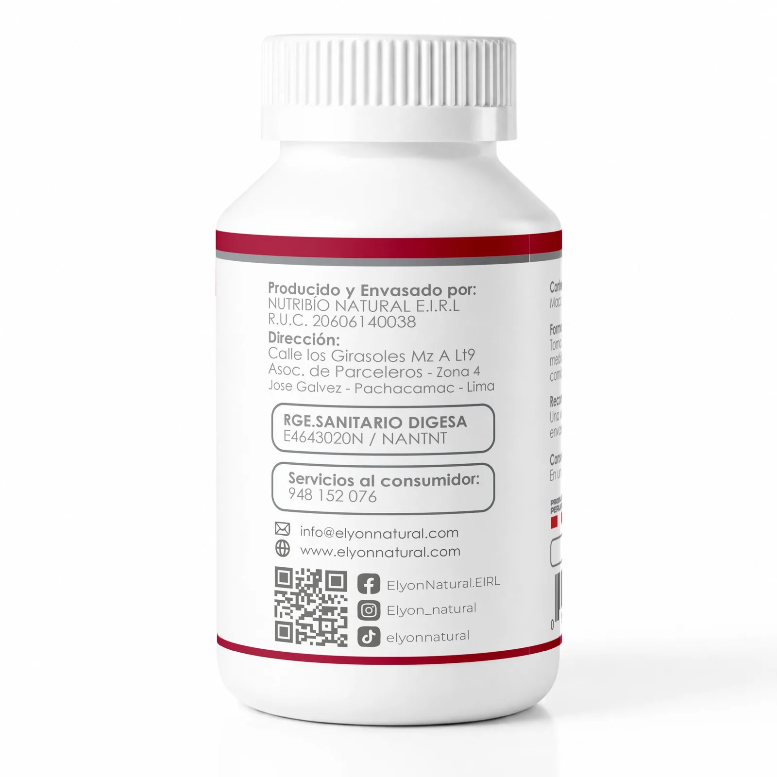 Maca Roja Premium Complex Elyon Natural x 100 cápsulas, imagen 2