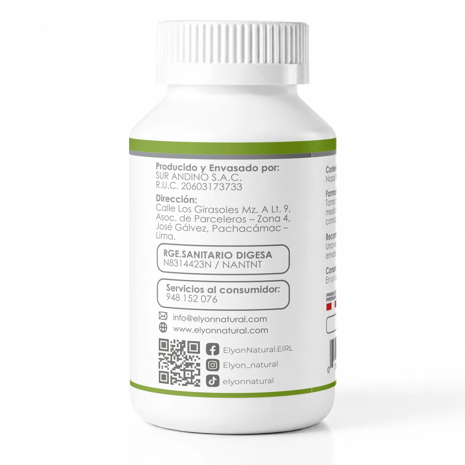 Nopal Premium x 100 Cápsulas – Control Natural del Azúcar, Colesterol y Peso | Elyon Natural Perú, imagen 2