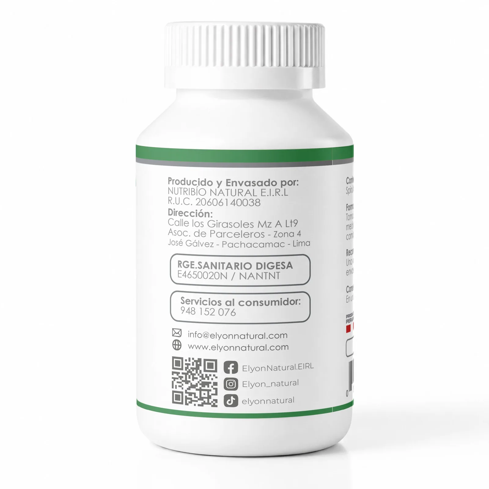 Spirulina x 100 Cápsulas Elyon Natural Perú, imagen 2