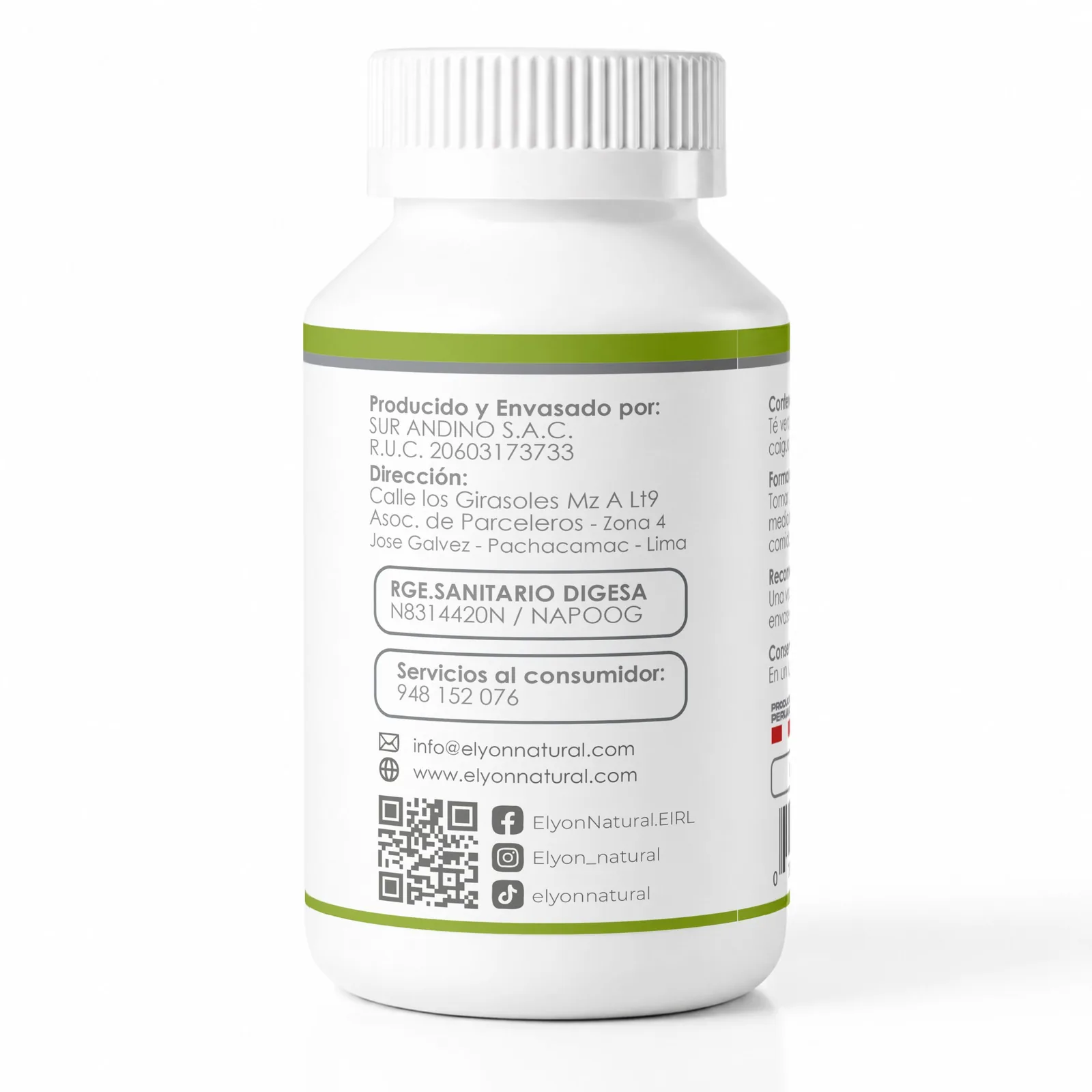 Té Verde Premium x 100 Cápsulas – Quema Grasa, Antioxidante Natural y Activador del Metabolismo | Elyon Natural Perú, imagen 2