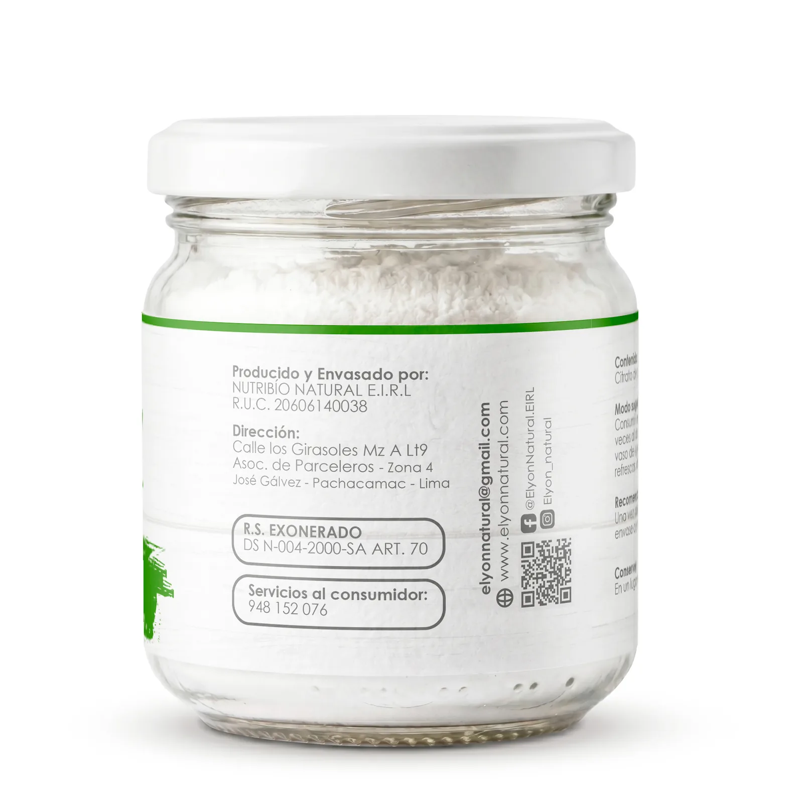 Citrato de Calcio en Polvo Instantáneo 100g – Suplemento Premium 100% Natural | Elyon Natural, imagen 2