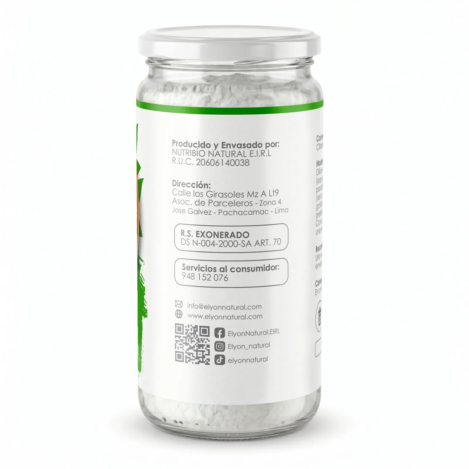 Citrato de Calcio Puro en Polvo 500g – Máxima Absorción Ósea | Elyon Natural, imagen 2