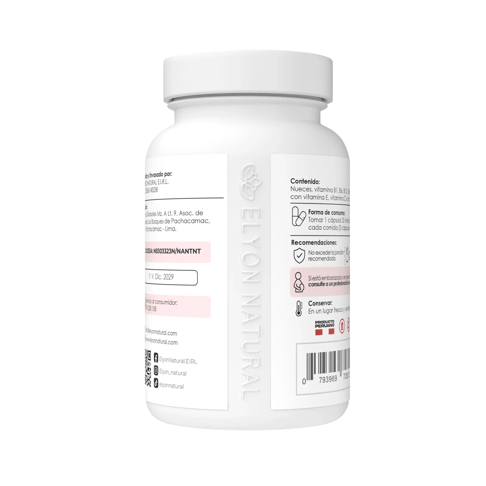 Neuro Cerebral Complex | Concentración, Memoria y Energía Mental | Elyon Natural x 100 cápsulas, imagen 3