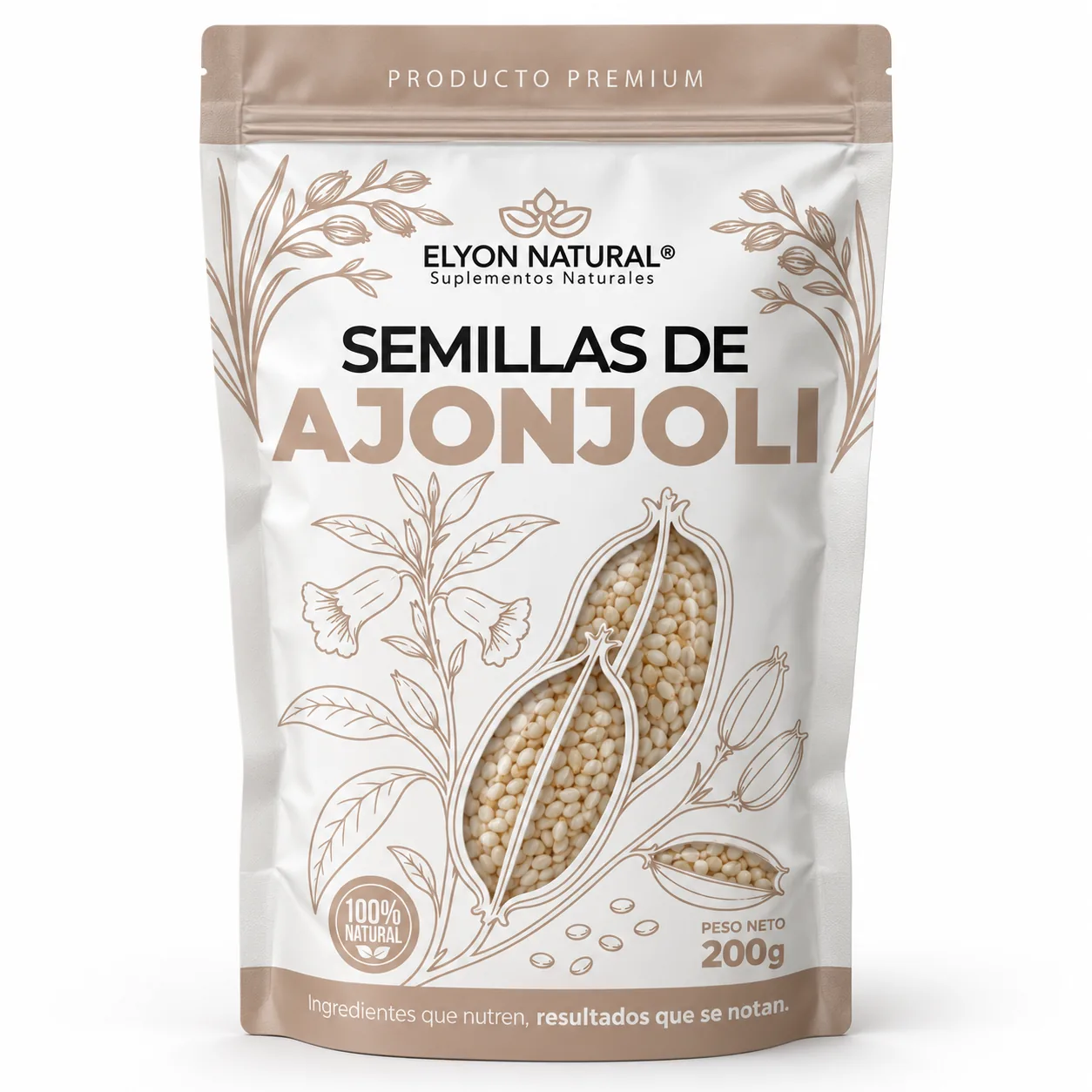 Semillas de Ajonjolí (Sésamo) – Ricas en Calcio y Magnesio. Para Ensaladas y Recetas Veganas (200g), imagen 1
